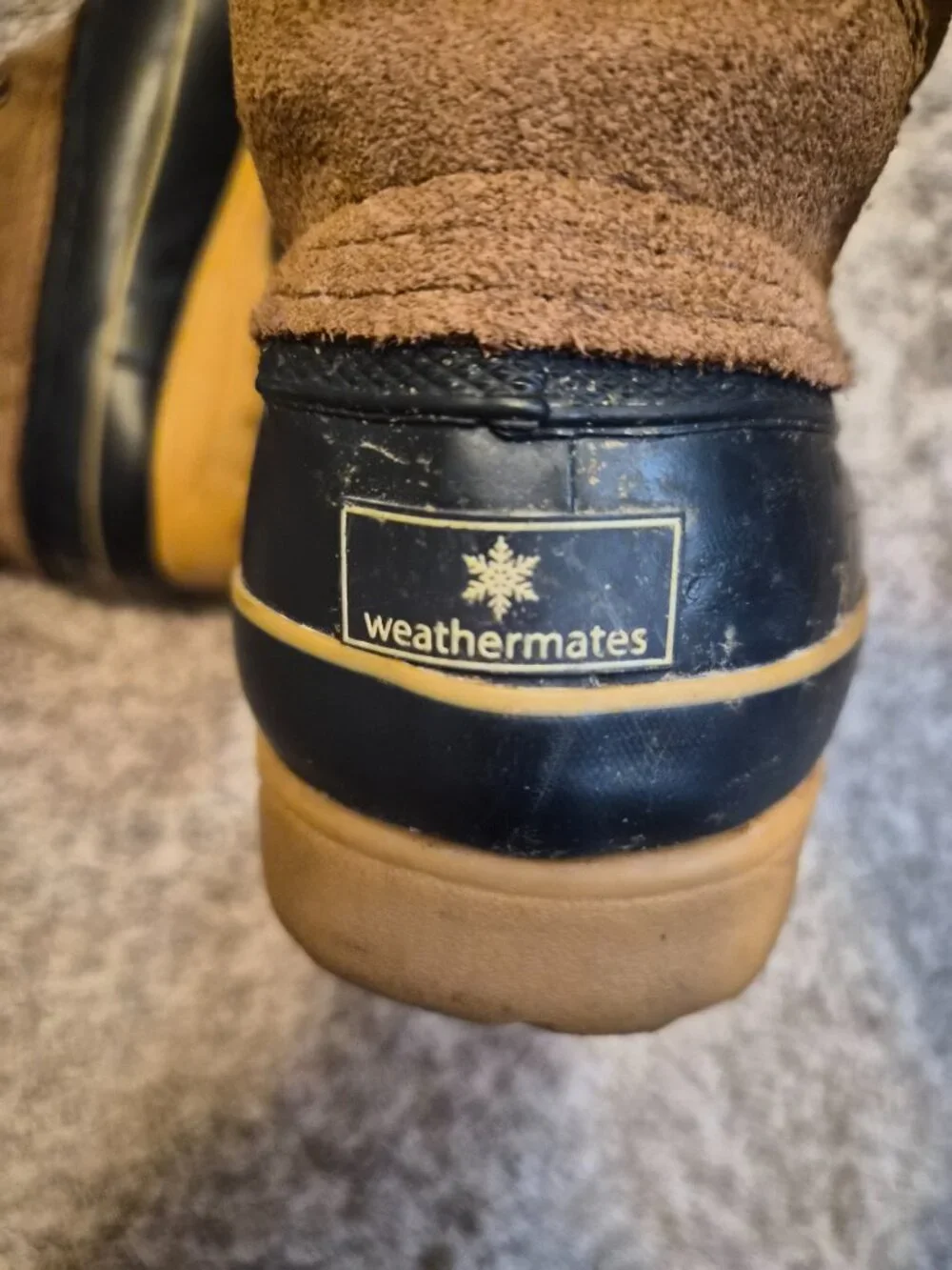 Size 10 Tan and Black Weathermates Sorel Duck Boots